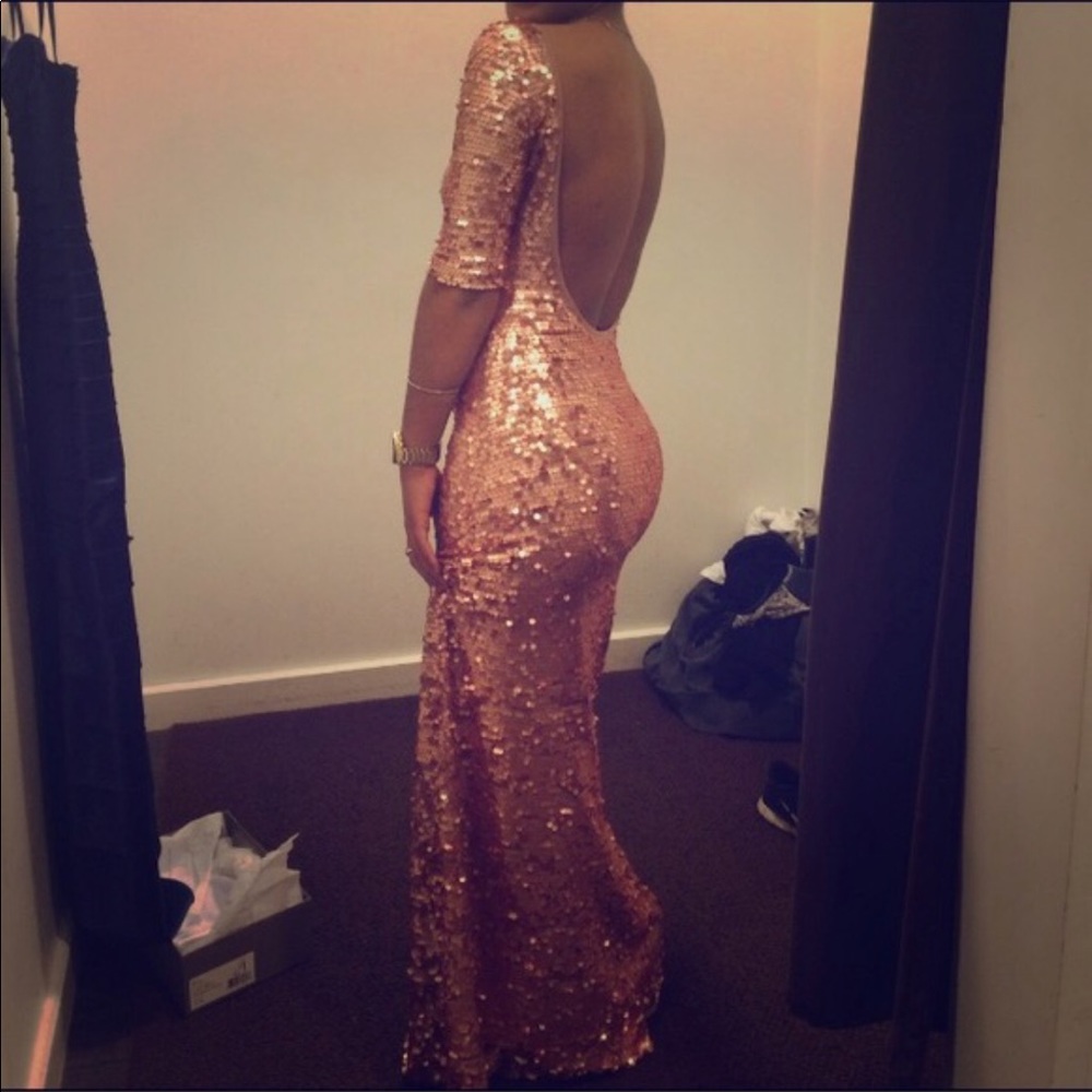 BCBG Rose Gold Sequin Gown - worn 1 time - Picture 4 of 4